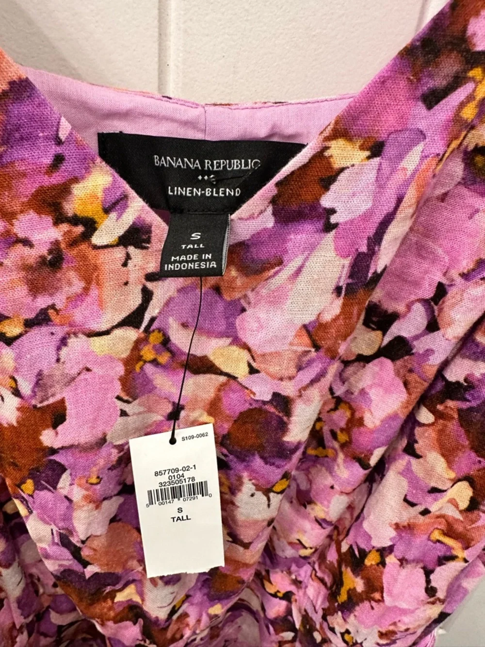 NWT Banana Republic Factory Linen Blend Origami Knot Jumpsuit Pink Floral S